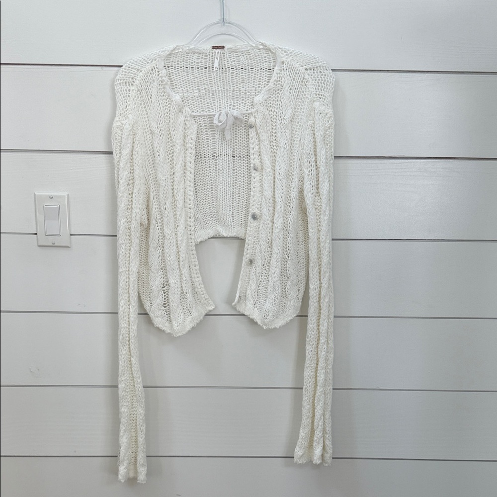 Free People Cream Knit Cardigan
